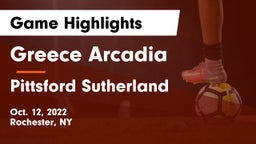 Greece Arcadia  vs Pittsford Sutherland  Game Highlights - Oct. 12, 2022