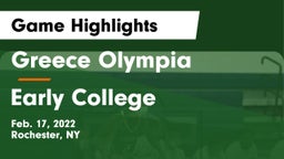 Greece Olympia  vs Early College Game Highlights - Feb. 17, 2022