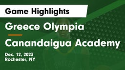 Greece Olympia  vs Canandaigua Academy  Game Highlights - Dec. 12, 2023