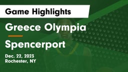 Greece Olympia  vs Spencerport  Game Highlights - Dec. 22, 2023
