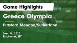 Greece Olympia  vs Pittsford Mendon/Sutherland Game Highlights - Jan. 14, 2020