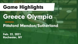 Greece Olympia  vs Pittsford Mendon/Sutherland Game Highlights - Feb. 22, 2021