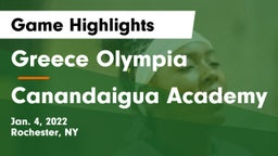 Greece Olympia  vs Canandaigua Academy  Game Highlights - Jan. 4, 2022