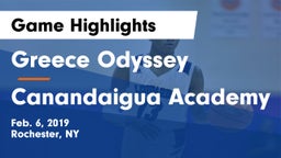 Greece Odyssey  vs Canandaigua Academy  Game Highlights - Feb. 6, 2019