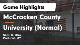 McCracken County  vs University (Normal)  Game Highlights - Sept. 8, 2023
