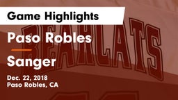Paso Robles  vs Sanger  Game Highlights - Dec. 22, 2018