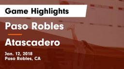 Paso Robles  vs Atascadero Game Highlights - Jan. 12, 2018