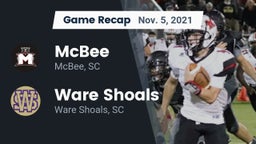 Recap: McBee  vs. Ware Shoals  2021