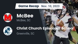 Recap: McBee  vs. Christ Church Episcopal School 2023