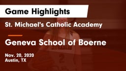 St. Michael's Catholic Academy vs Geneva School of Boerne Game Highlights - Nov. 20, 2020