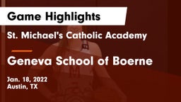 St. Michael's Catholic Academy vs Geneva School of Boerne Game Highlights - Jan. 18, 2022