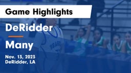 DeRidder  vs Many  Game Highlights - Nov. 13, 2023