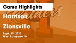 Harrison  vs Zionsville  Game Highlights - Sept. 15, 2020