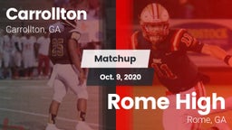 Matchup: Carrollton High vs. Rome High 2020