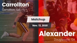Matchup: Carrollton High vs. Alexander  2020