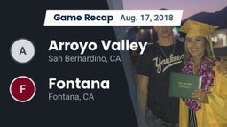 Recap: Arroyo Valley  vs. Fontana  2018