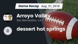 Recap: Arroyo Valley  vs. dessert hot springs 2018