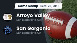 Recap: Arroyo Valley  vs. San Gorgonio  2018