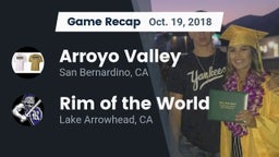 Recap: Arroyo Valley  vs. Rim of the World  2018