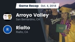 Recap: Arroyo Valley  vs. Rialto  2018