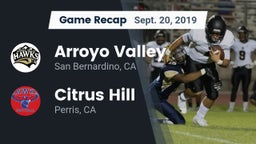 Recap: Arroyo Valley  vs. Citrus Hill  2019