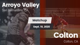 Matchup: Arroyo Valley High S vs. Colton  2020