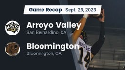 Recap: Arroyo Valley  vs. Bloomington  2023