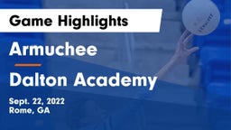 Armuchee  vs Dalton Academy Game Highlights - Sept. 22, 2022