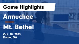 Armuchee  vs Mt. Bethel  Game Highlights - Oct. 18, 2023