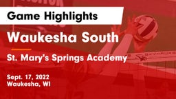 Waukesha South  vs St. Mary's Springs Academy  Game Highlights - Sept. 17, 2022