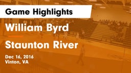 William Byrd  vs Staunton River  Game Highlights - Dec 16, 2016