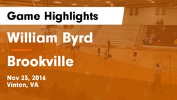 William Byrd  vs Brookville  Game Highlights - Nov 23, 2016