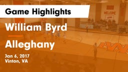 William Byrd  vs Alleghany  Game Highlights - Jan 6, 2017