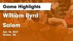 William Byrd  vs Salem  Game Highlights - Jan 18, 2017