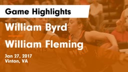 William Byrd  vs William Fleming  Game Highlights - Jan 27, 2017