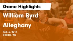 William Byrd  vs Alleghany  Game Highlights - Feb 3, 2017
