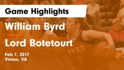 William Byrd  vs Lord Botetourt  Game Highlights - Feb 7, 2017