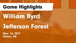 William Byrd  vs Jefferson Forest Game Highlights - Nov. 16, 2017