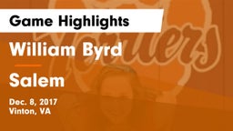 William Byrd  vs Salem  Game Highlights - Dec. 8, 2017