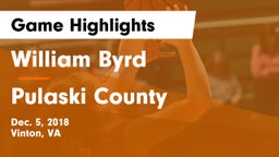 William Byrd  vs Pulaski County  Game Highlights - Dec. 5, 2018