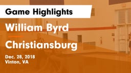 William Byrd  vs Christiansburg Game Highlights - Dec. 28, 2018