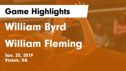 William Byrd  vs William Fleming Game Highlights - Jan. 23, 2019