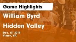 William Byrd  vs Hidden Valley  Game Highlights - Dec. 13, 2019