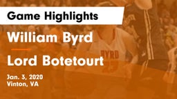 William Byrd  vs Lord Botetourt  Game Highlights - Jan. 3, 2020