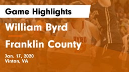 William Byrd  vs Franklin County  Game Highlights - Jan. 17, 2020