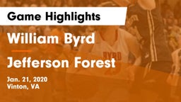 William Byrd  vs Jefferson Forest  Game Highlights - Jan. 21, 2020