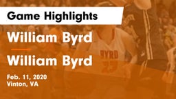 William Byrd  vs William Byrd  Game Highlights - Feb. 11, 2020