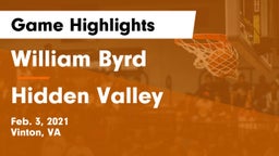 William Byrd  vs Hidden Valley  Game Highlights - Feb. 3, 2021