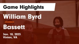 William Byrd  vs Bassett  Game Highlights - Jan. 18, 2023