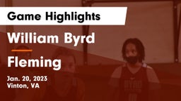 William Byrd  vs Fleming  Game Highlights - Jan. 20, 2023